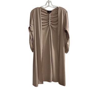 Discreet Women's XL Beige Open Cardigan Ribbed Knit Sweater